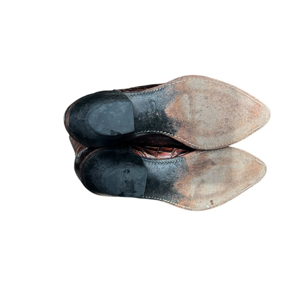 Vintage Justin 8 Western Leather Cowboy Boots Crocodile Unisex - Picture 6 of 10